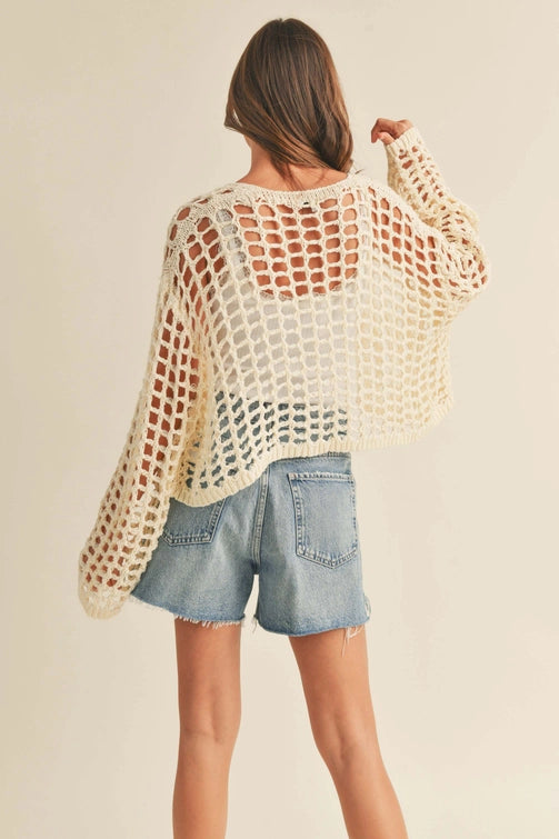 Crochet Knit Crop Cardigan