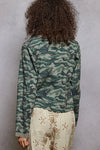 Camo Ribbed Knit Henley Top