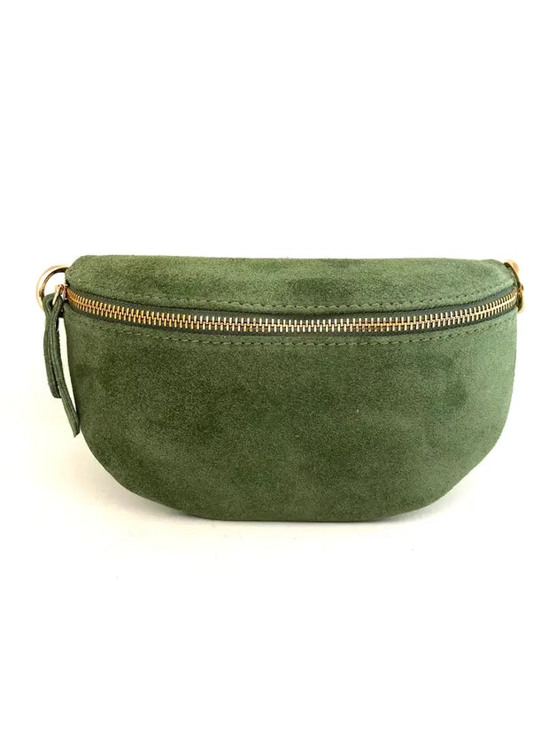 Italian Suede Fanny Pack in Green