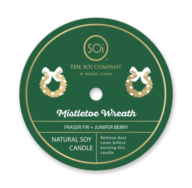 Mistletoe Wreath Holiday Confetti Icon 12oz Candle