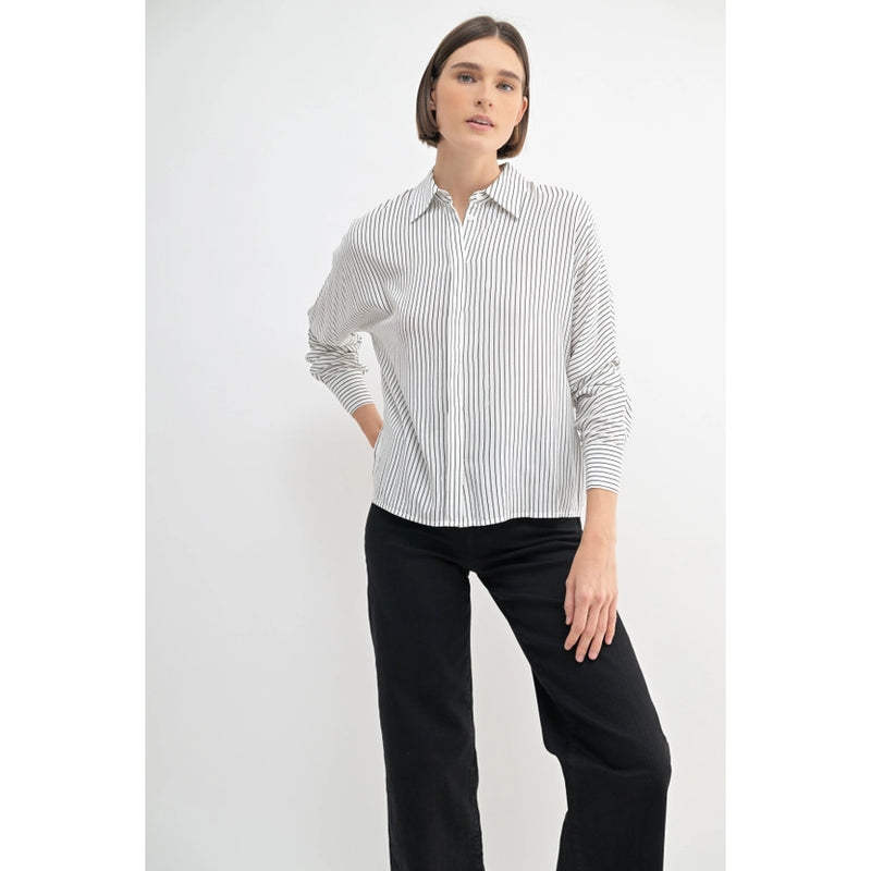 Ivory Black Striped Blouse