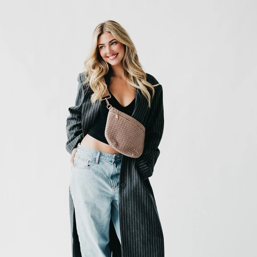 Suede Westlyn Woven Bum Bag in Primrose