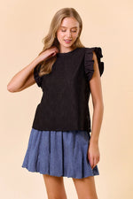 Ruffle Cap Sleeve Lace Top