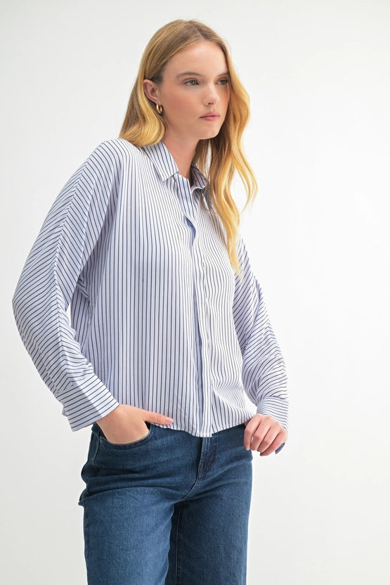 Blue and Navy Sriped Blouse