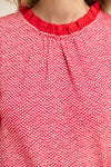 Red RuffleTextured Knit Top