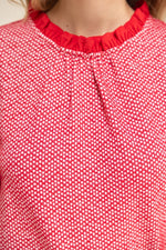 Red RuffleTextured Knit Top