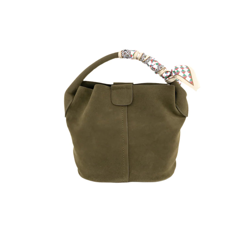 Olive Small Suede Bucket Bag