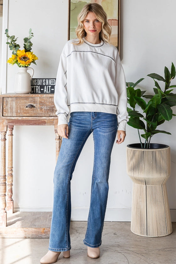 Crew Neck Sweatshirt With Contrast Stitching