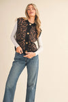 Black Leopard Knit Vest