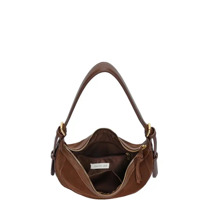 Suede Crescent Shoulder Bag