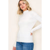 Pintuck Striped Mock Neck Sweater in Ivory