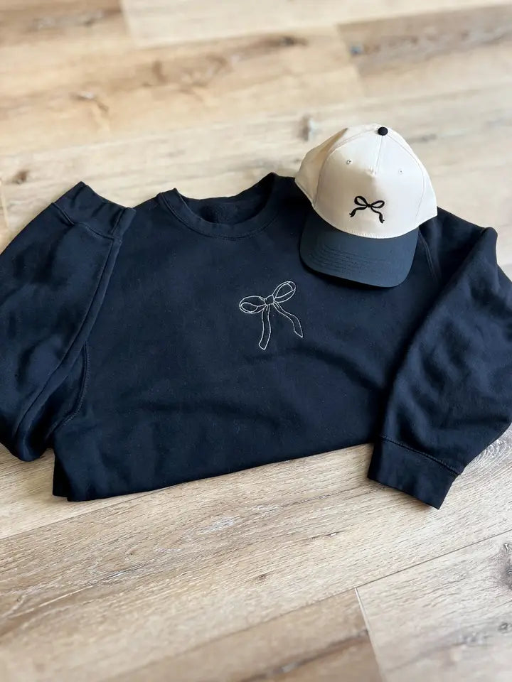 Embroidered Bow Crewneck