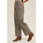 Wide Leg Straight Leopard Pants