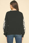 Embroidered Sleeve Sweater