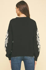 Embroidered Sleeve Sweater