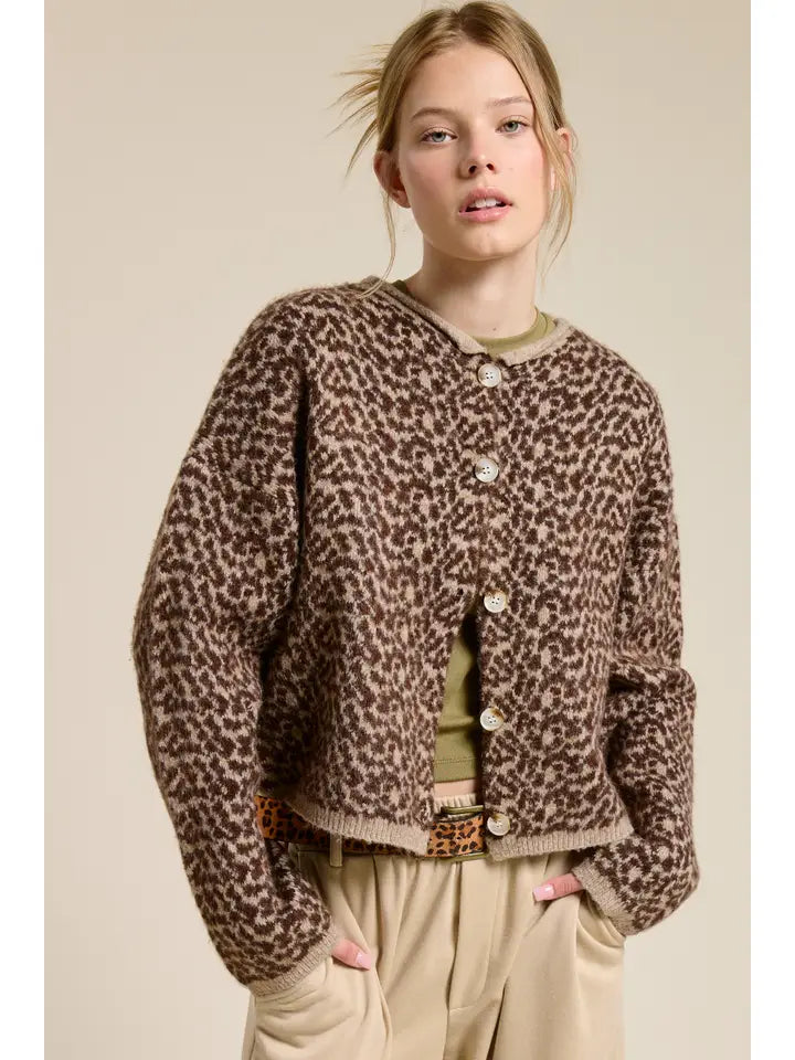 Cheetah Print Knit Cardigan