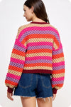 Berry Multi Cardigan with Gold Buttons