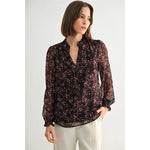 Burgundy Ditsy Flower Blouse