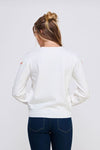 Long Sleeve Pullover with Embroidered Diamond Stitch Yoke