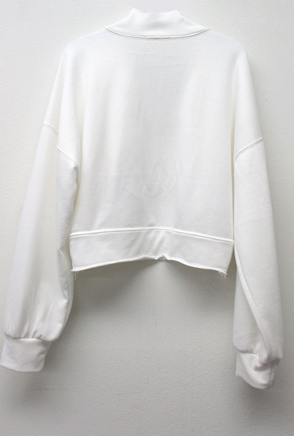 Cotton Terry Bolero Pullover White