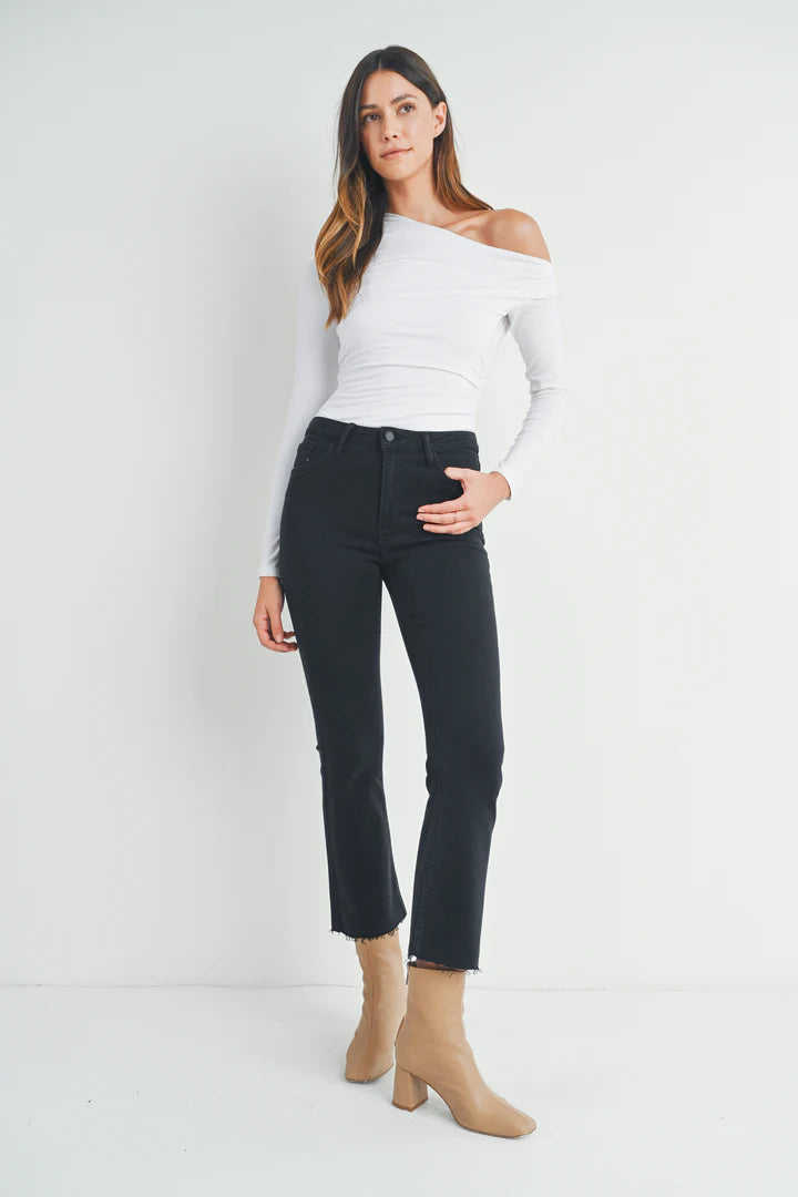 The Cropped Demi Flare in Black