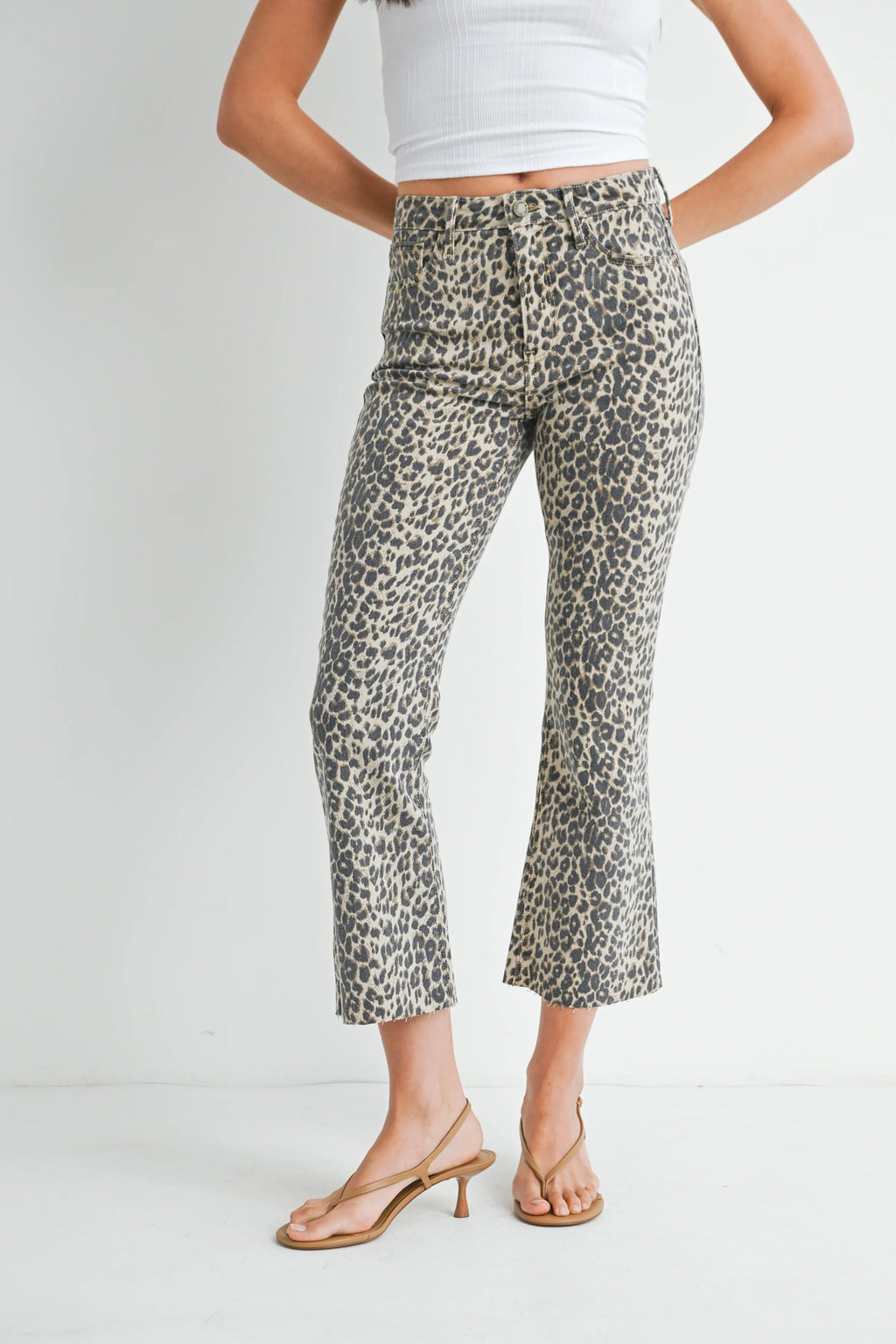 Leopard Crop Denim Flare