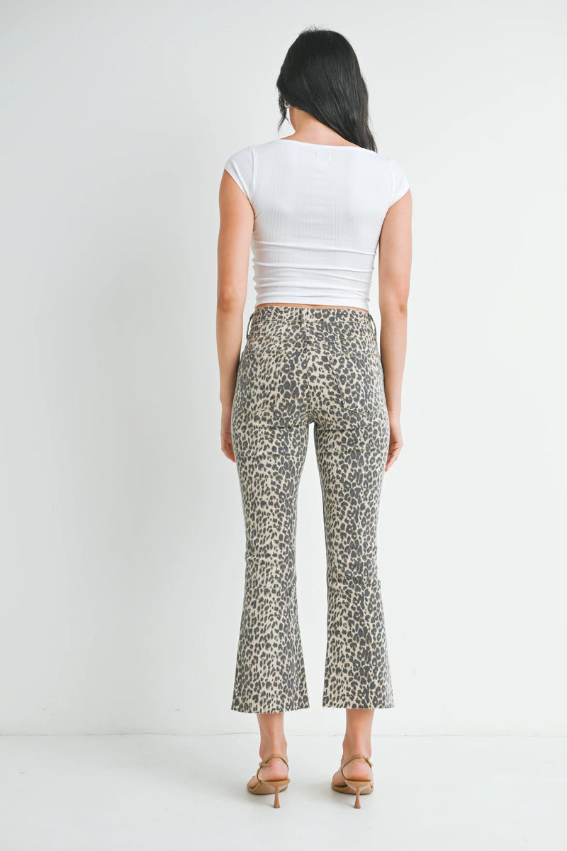 Leopard Crop Denim Flare