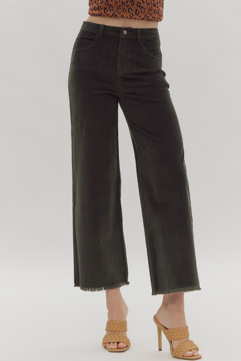 Olive High Waitsted Wide Leg Pants