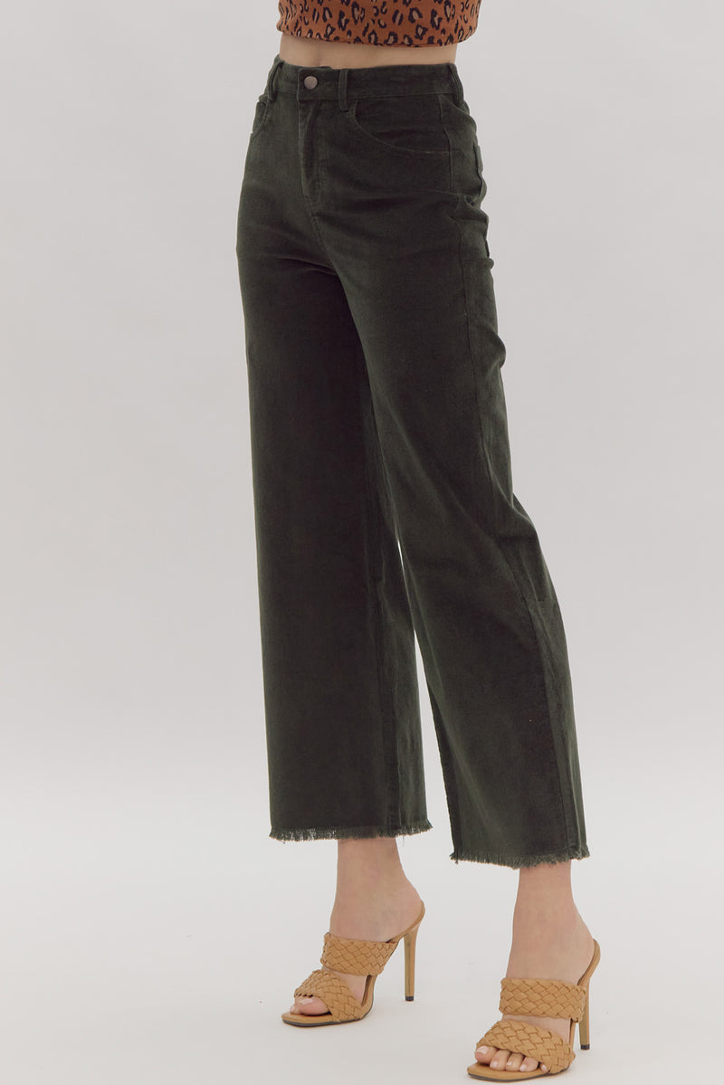 Olive High Waitsted Wide Leg Pants