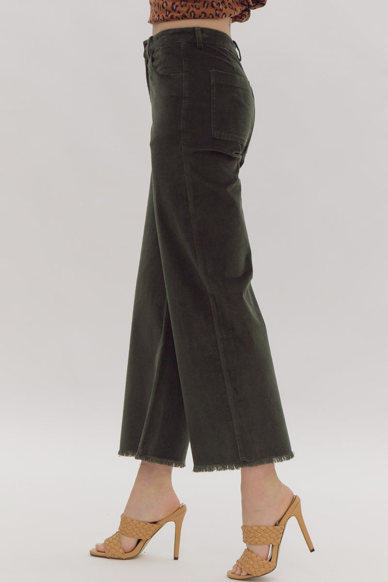 Olive High Waitsted Wide Leg Pants