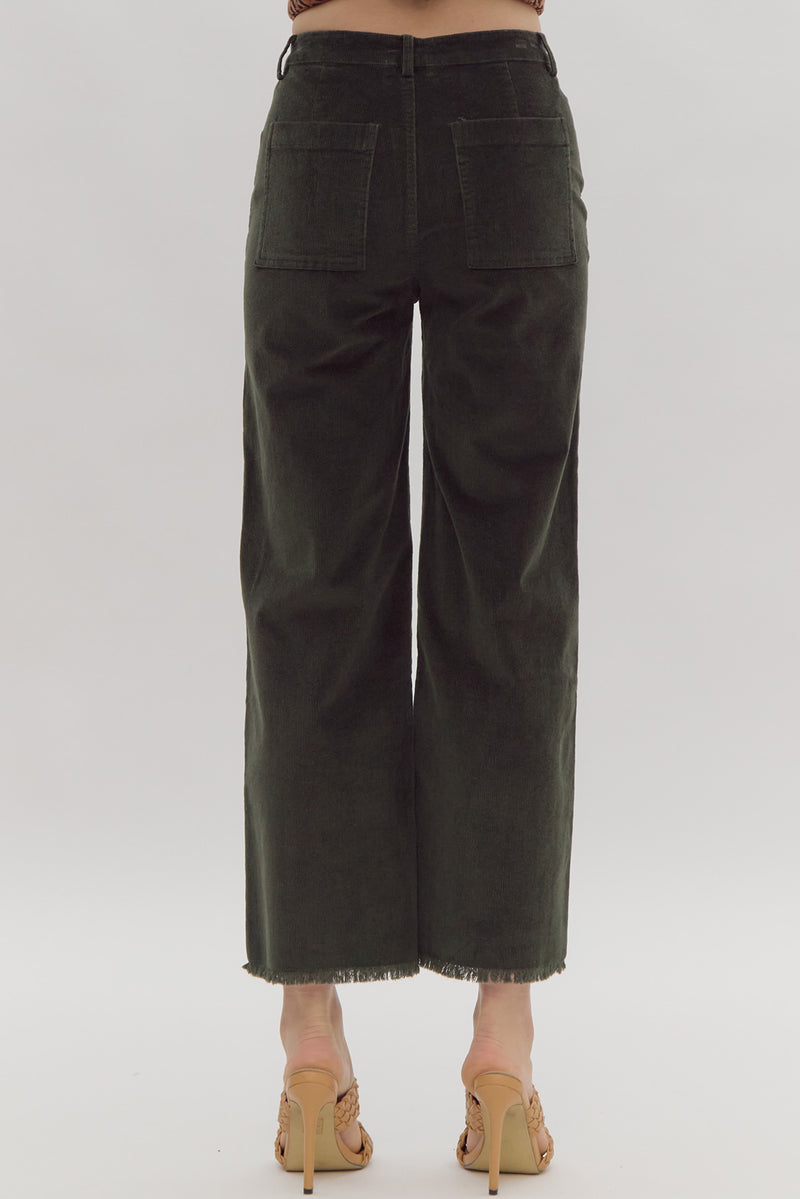 Olive High Waitsted Wide Leg Pants