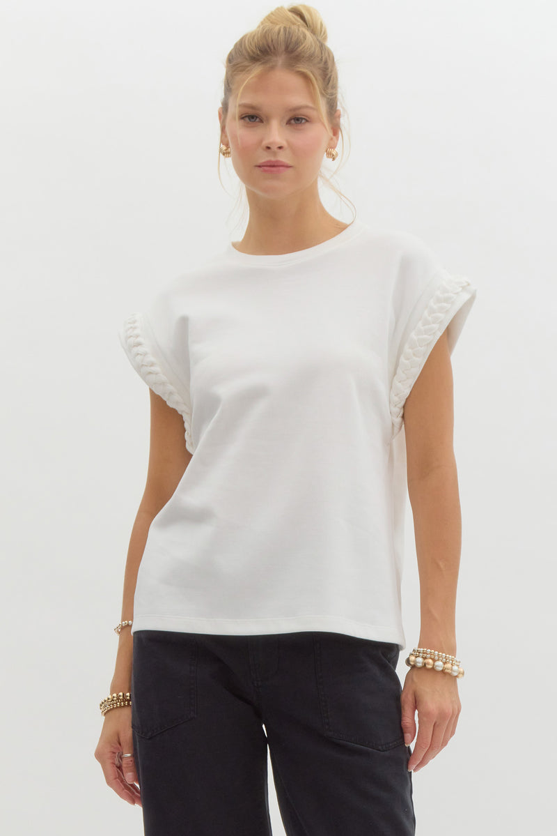 Braided Arm Top in White