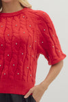 Crystal Accented Red Sweater