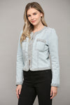 Denim Braided Trim Jean Jacket