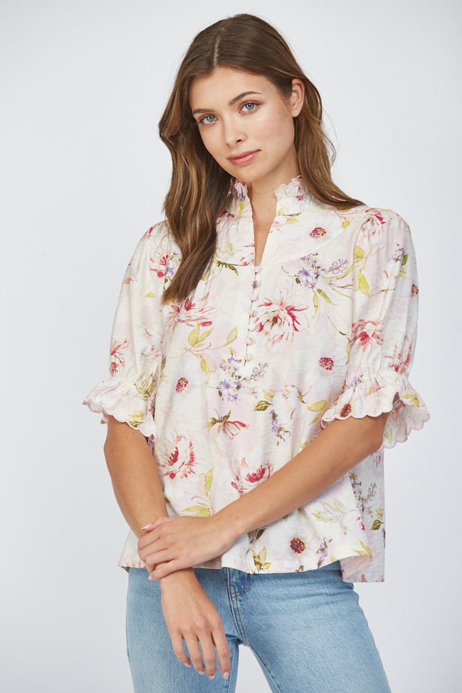Pink Multi Ruffle Blouse