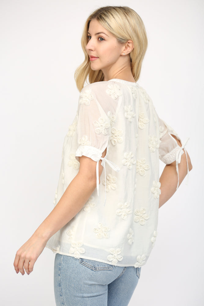 Off White Puff Sleeve Blouse