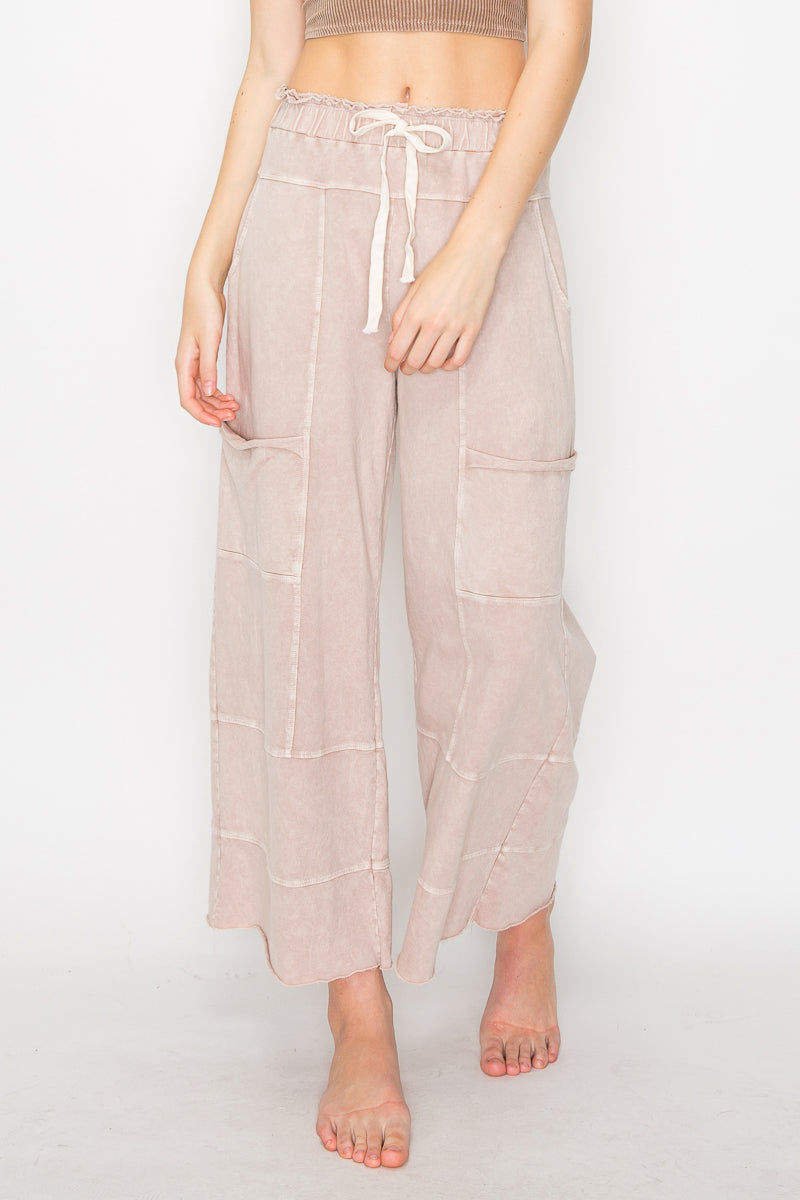 Mineral Washed Wide Leg Pants