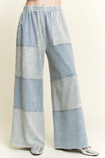 Denim Color Block Wide Leg Set