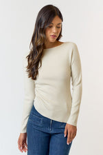 Long Sleeve Top With Asymmetrical Bottom Finish