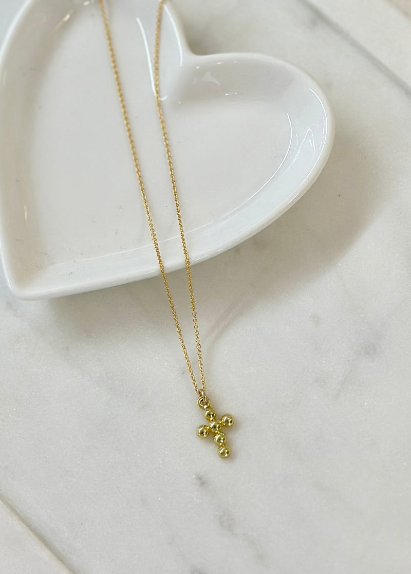 Cross Bead Necklace in Gold