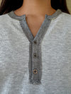 Grey Contrast Buttoned Henley