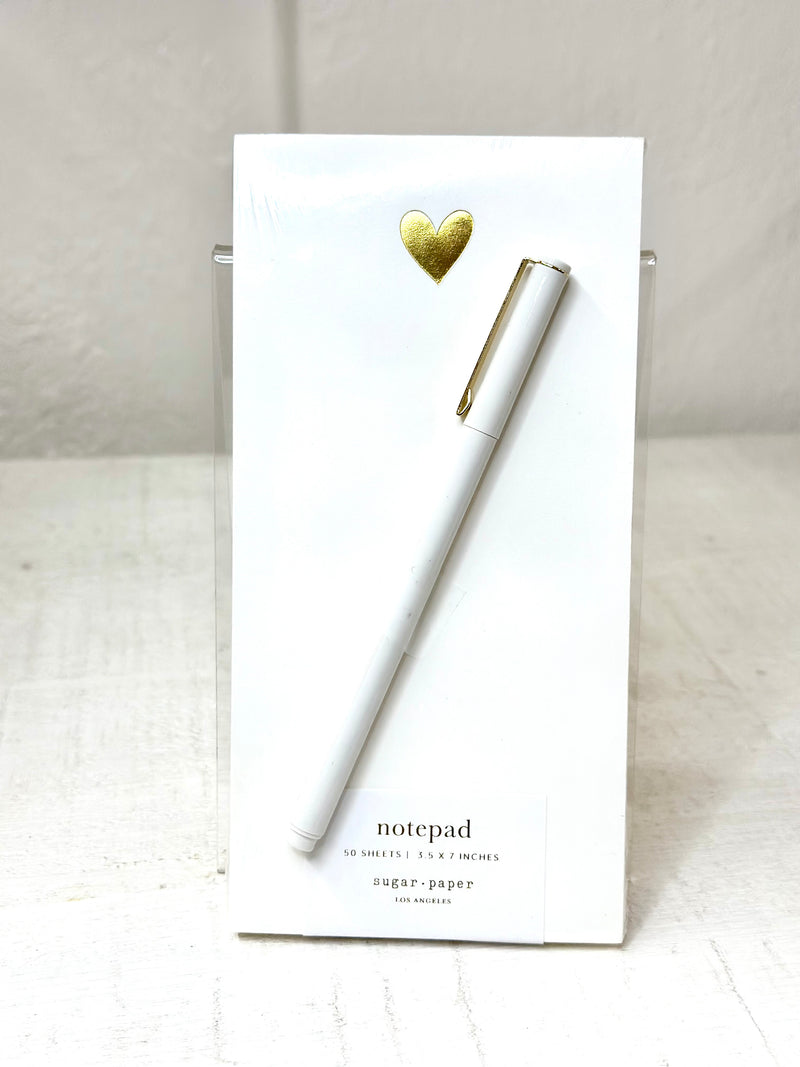 Gold Heart Note Pad with Pen