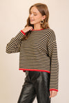 Contrast Sweater with Red Trim