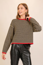 Contrast Sweater with Red Trim