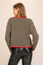 Contrast Sweater with Red Trim
