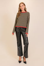 Contrast Sweater with Red Trim