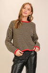 Contrast Sweater with Red Trim