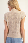 Cable Knit Mock Oatmeal Sweater Vest