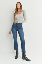 The Cropped Demi Flare Dark Jean