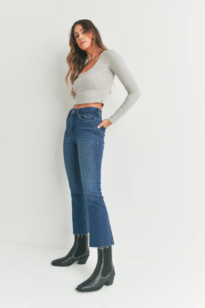 The Cropped Demi Flare Dark Jean